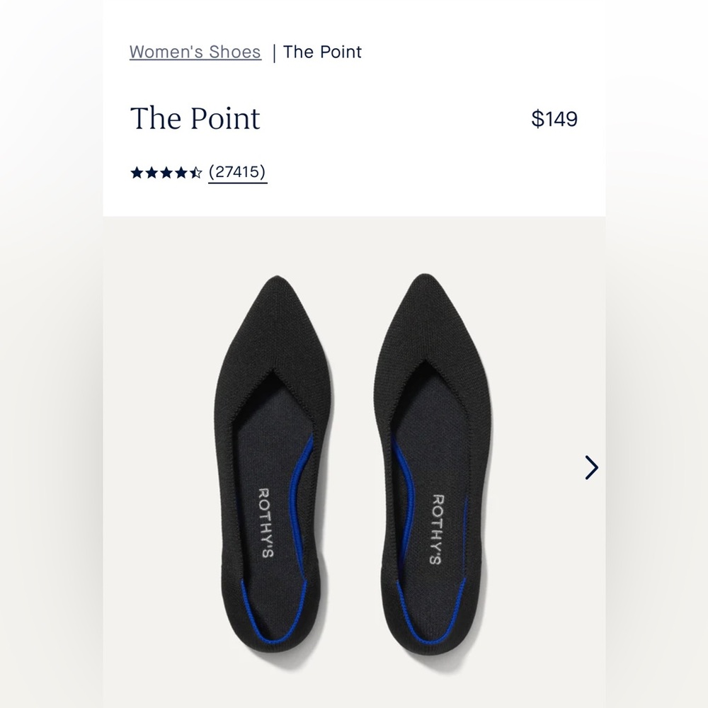 Rothy’s “The Point” in Black - Worn ONCE!
